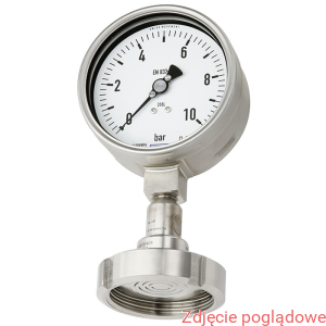Manometr z separatorem, wersja ze stali CrNi 233.50.100 -1/+5 bar 990.18 DN40 tylne ekscentryczne gliceryna