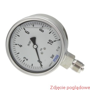 Manometr wersja ze stali CrNi, model 233.50.160,  zakres  0,01-0,05MPA  G1/2' gliceryna 