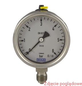 MANOMETR wersja ze stali CrNi, model 233.50.063 zakres 0-40BAR , G1/4, mocowanie  dolne, wypeł. gliceryną