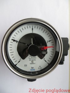 MANOMETR KONTAKTOWY ZE STALI KWASOODPORNEJ , MODEL PGS23.100,  821.2, ZAKRES WSKAZAŃ -1..3 BAR , G1/2', DOLNE