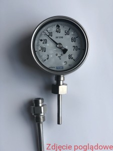 Termometr bimetaliczny R5502/3, NS100, 0-80°C, L1=63x8mm G1/2" wypełniony