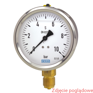 Manometr z glicerynowy model 213.53.063 0-1 bar G1/4B mocowanie tylne przygotowany do wypełnienia