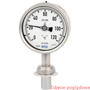 Termometr gazowy R74.100, 0 °C ... 120 °C (zakres pomiaru 20 °C ... 100 °C) Clamp 1 1/2" L=21x30mm radialny ,płynne  wypełnienie
