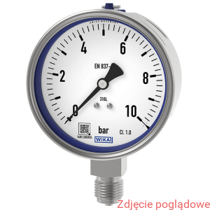 MANOMETR, WERSJA ZE STALI CRNI 233.50.100 0-10BAR G1/2 glicerynowy certyfikat 3.1