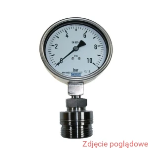 Manometr z separatorem, wersja ze stali CrNi 233.50.100  0- 6 bar  PCG.48x3 zew. dolne gliceryna