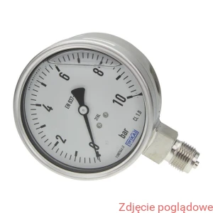 Manometr wersja ze stali CrNi, model  233.50.100 0-25 bar , G1/2', dolne, wypeł. gliceryną 