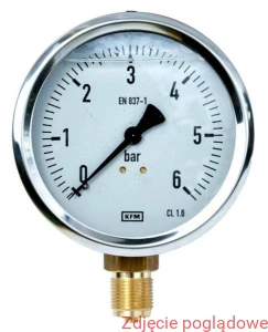 MANOMETR GLICERYNOWY MODEL 213.53.050  0..6BAR, G1/4, DOLNE GLICERYNA