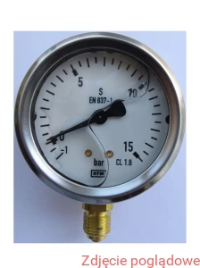 MANOMETR GLICERYNOWY 213.53.063 -1/15BAR  G1/4" DOLNE GLICERYNA