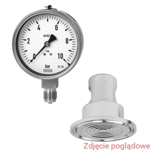 Manometr z separatorem , wersja ze stali CrNi 232.50.100 0-10 bar Separator membranowy 990.22 1 1/2"  dolne