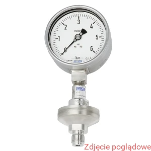 Manometr z separatorem , wersja ze stali CrNi 233.50.100 0-10 bar 990.34  G1/2' śr. otworu 12mm 